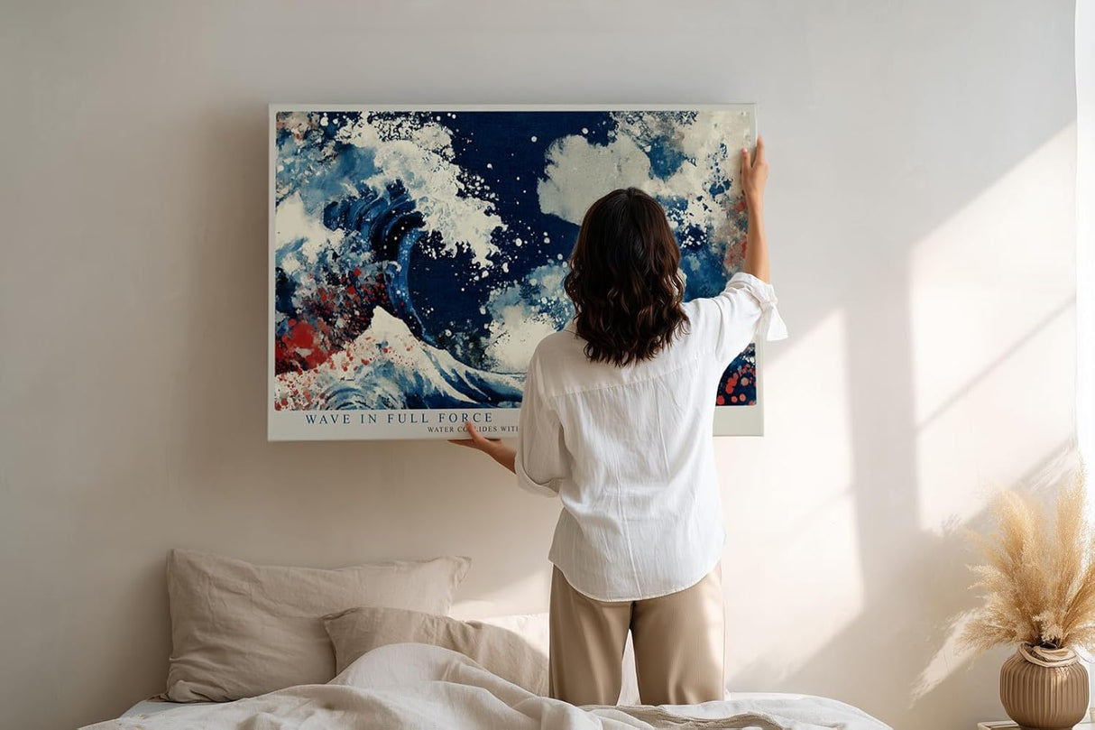 Paul Sinus Wandbild 120x80cm Abstrakte Welle Meer Kunstmotiv Dynamische Meeresbewegung in moderner Farbkomposition