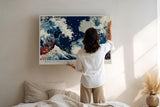 Paul Sinus Wandbild 120x80cm Abstrakte Welle Meer Kunstmotiv Dynamische Meeresbewegung in moderner Farbkomposition