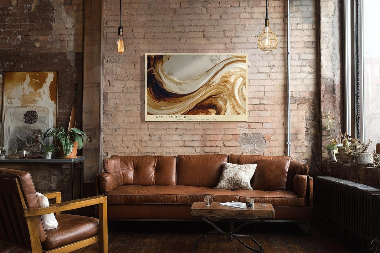 Paul Sinus Wandbild 120x80cm abstrakte Wellen Kunst modern beige braun fliessende Formen Kunstdruck grosses Wandbild 120x80cm elegante Wanddekoration fuer Wohnzimmer Büro