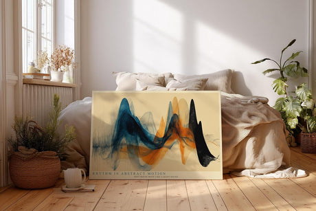 Paul Sinus Wandbild 120x80cm abstrakte Wellenformen modern blau orange dynamische Kunst Kunstdruck grosses Kunstbild moderne Wanddekoration fuer Wohnzimmer Büro