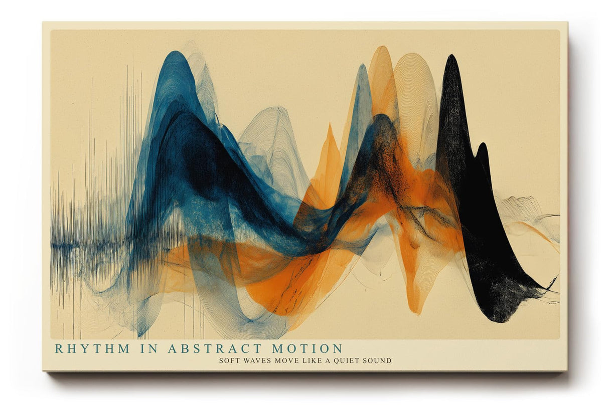 Paul Sinus Wandbild 120x80cm abstrakte Wellenformen modern blau orange dynamische Kunst Kunstdruck grosses Kunstbild moderne Wanddekoration fuer Wohnzimmer Büro