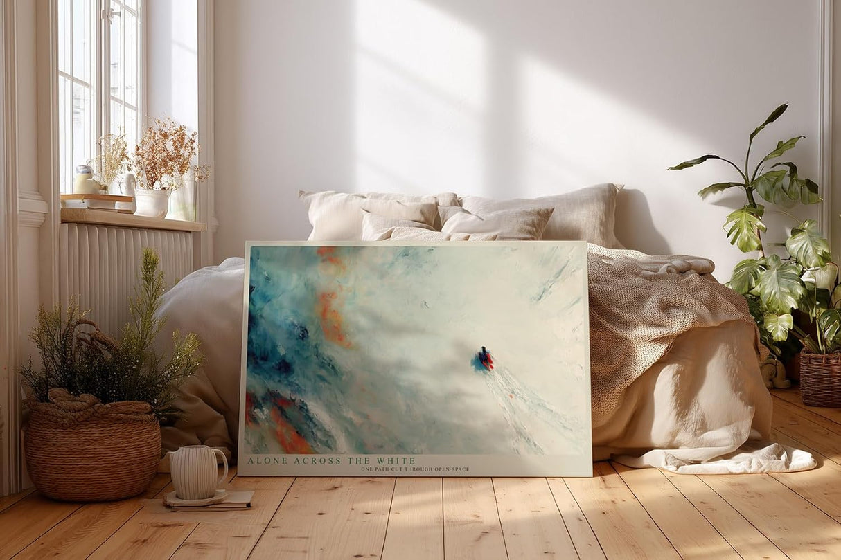 Paul Sinus Wandbild 120x80cm abstrakte Winterlandschaft minimalistische Naturkunst weiss blau modernes Kunstbild stilvolle Wanddekoration fuer Wohnzimmer Büro Flur