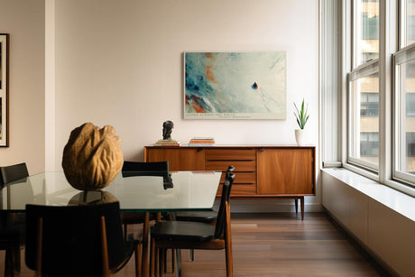 Paul Sinus Wandbild 120x80cm abstrakte Winterlandschaft minimalistische Naturkunst weiss blau modernes Kunstbild stilvolle Wanddekoration fuer Wohnzimmer Büro Flur