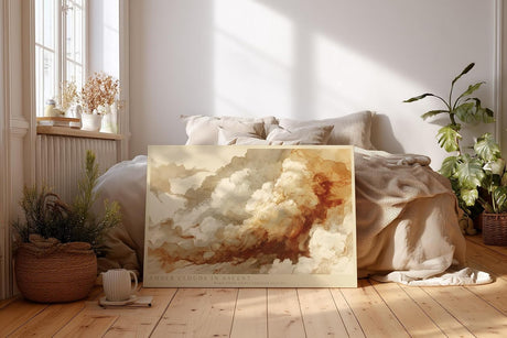 Paul Sinus Wandbild 120x80cm Abstrakte Wolken in Amber Tönen Moderne Kunst mit Luftigen Formen für Wohnzimmer Schlafzimmer