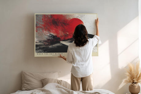 Paul Sinus Wandbild 120x80cm Abstrakte Wueste roter Himmel moderne Landschaft Kunst Wanddekoration minimalistische Natur Szene