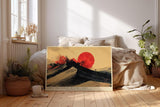 Paul Sinus Wandbild 120x80cm Abstrakte Wuestenlandschaft mit roter Sonne Moderne Kunst in Schwarz Rot und Beige