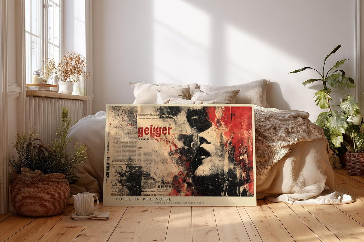 Paul Sinus Wandbild 120x80cm Abstrakte Zeitung Collage Portrait LeinWandbild 120x80cm Moderne Kunst Wanddekoration