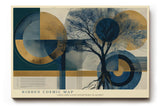 Paul Sinus Wandbild 120x80cm abstrakter Baum geometrische Kunst blau gold modernes Design Wanddekoration fuer Wohnzimmer Büro