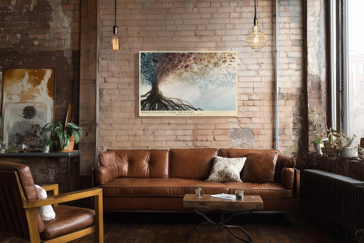 Paul Sinus Wandbild 120x80cm abstrakter Baum Jahreszeiten Kunst modern naturfarben Kunstdruck grosses Natur Kunstbild stilvolle Wanddekoration fuer Wohnzimmer Büro Flur