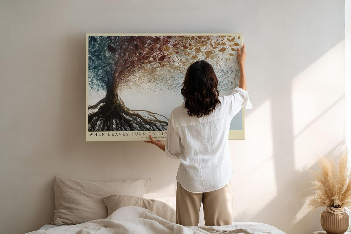 Paul Sinus Wandbild 120x80cm abstrakter Baum Jahreszeiten Kunst modern naturfarben Kunstdruck grosses Natur Kunstbild stilvolle Wanddekoration fuer Wohnzimmer Büro Flur