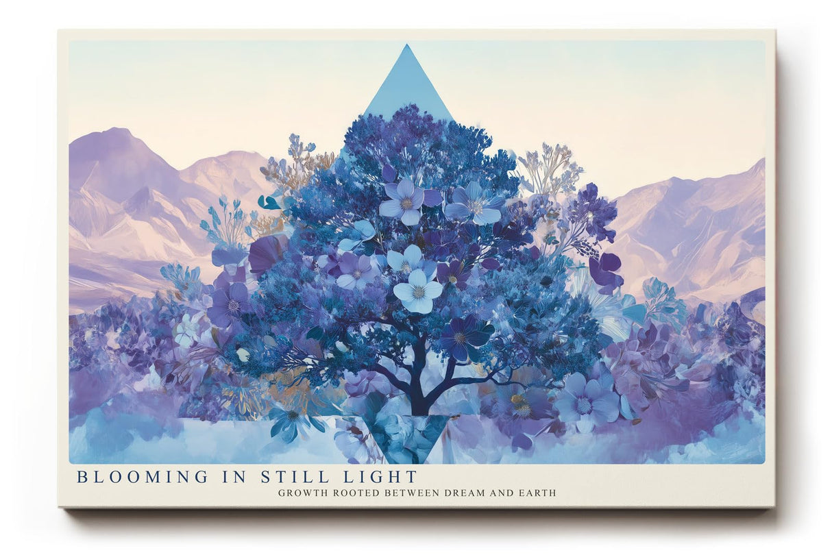 Paul Sinus Wandbild 120x80cm abstrakter Baum mit Blumen moderne Naturkunst in Blau und Pastell stilvolle Wanddekoration fuer Wohnzimmer Flur