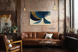 Paul Sinus Wandbild 120x80cm abstrakter Baum moderne Landschaft Kunst blau gold grafisches Design stilvolle Wanddekoration fuer Wohnzimmer Büro