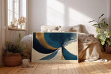 Paul Sinus Wandbild 120x80cm abstrakter Baum moderne Landschaft Kunst blau gold grafisches Design stilvolle Wanddekoration fuer Wohnzimmer Büro