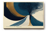 Paul Sinus Wandbild 120x80cm abstrakter Baum moderne Landschaft Kunst blau gold grafisches Design stilvolle Wanddekoration fuer Wohnzimmer Büro