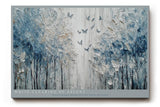 Paul Sinus Wandbild 120x80cm Abstrakter Birkenwald mit Schmetterlingen Strukturkunst in Blau Weiss fuer Wohnzimmer Schlafzimmer und moderne Wohnräume