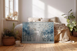 Paul Sinus Wandbild 120x80cm Abstrakter Birkenwald mit Schmetterlingen Strukturkunst in Blau Weiss fuer Wohnzimmer Schlafzimmer und moderne Wohnräume