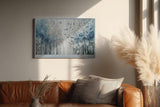 Paul Sinus Wandbild 120x80cm Abstrakter Birkenwald mit Schmetterlingen Strukturkunst in Blau Weiss fuer Wohnzimmer Schlafzimmer und moderne Wohnräume