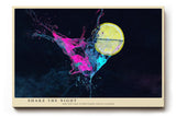 Paul Sinus Wandbild 120x80cm abstrakter Cocktail Splash Neonfarben moderne Getränk Kunst in Pink Blau und Gelb dynamisches Party Kunstbild für Wohnzimmer Bar Küche