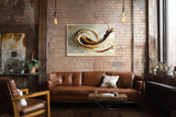Paul Sinus Wandbild 120x80cm abstrakter Farbwirbel modern beige braun dynamische Kunst grosses Kunstbild stilvolle Wanddekoration fuer Wohnzimmer Büro