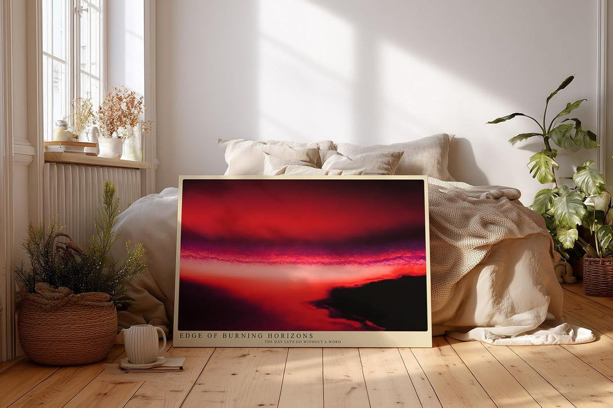 Paul Sinus Wandbild 120x80cm abstrakter Himmel modern rot dramatische Landschaft Kunst Kunstdruck grosses Kunstbild ausdrucksstarke Wanddekoration fuer Wohnzimmer Büro