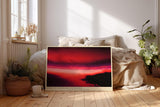 Paul Sinus Wandbild 120x80cm abstrakter Himmel modern rot dramatische Landschaft Kunst Kunstdruck grosses Kunstbild ausdrucksstarke Wanddekoration fuer Wohnzimmer Büro