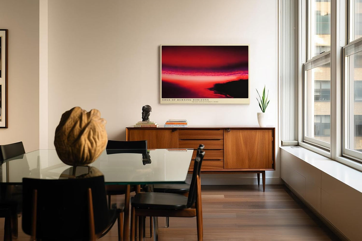 Paul Sinus Wandbild 120x80cm abstrakter Himmel modern rot dramatische Landschaft Kunst Kunstdruck grosses Kunstbild ausdrucksstarke Wanddekoration fuer Wohnzimmer Büro