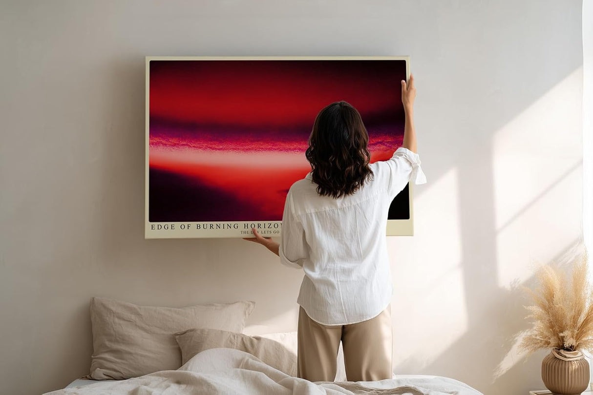 Paul Sinus Wandbild 120x80cm abstrakter Himmel modern rot dramatische Landschaft Kunst Kunstdruck grosses Kunstbild ausdrucksstarke Wanddekoration fuer Wohnzimmer Büro
