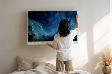 Paul Sinus Wandbild 120x80cm Abstrakter Kosmos in Blau Galaxie Nebel Moderne Weltraum Kunst für Wohnzimmer Büro Schlafzimmer