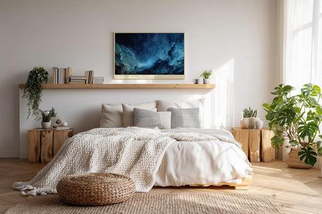 Paul Sinus Wandbild 120x80cm Abstrakter Kosmos in Blau Galaxie Nebel Moderne Weltraum Kunst für Wohnzimmer Büro Schlafzimmer