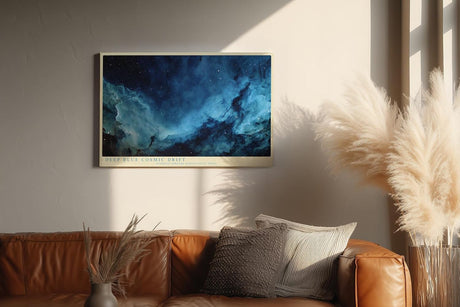 Paul Sinus Wandbild 120x80cm Abstrakter Kosmos in Blau Galaxie Nebel Moderne Weltraum Kunst für Wohnzimmer Büro Schlafzimmer