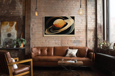 Paul Sinus Wandbild 120x80cm abstrakter Planet moderne Weltraum Kunst gold schwarz kosmische Formen Kunstdruck elegante