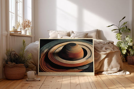 Paul Sinus Wandbild 120x80cm abstrakter Planet Ringe moderne Weltraumkunst geometrisches Design stilvolle Wanddekoration fuer Wohnzimmer Büro