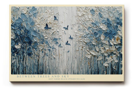 Paul Sinus Wandbild 120x80cm Abstrakter Wald mit Schmetterlingen Blau Weiss Natur Kunst Moderne Wanddekoration