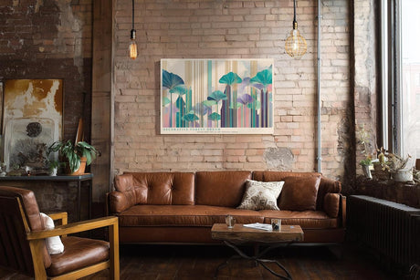 Paul Sinus Wandbild 120x80cm abstrakter Wald modern bunt dekorative Blaetter Kunst Kunstdruck grosses Kunstbild stilvolle Wanddekoration fuer Wohnzimmer Büro