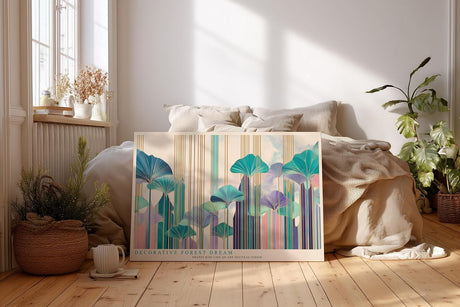 Paul Sinus Wandbild 120x80cm abstrakter Wald modern bunt dekorative Blaetter Kunst Kunstdruck grosses Kunstbild stilvolle Wanddekoration fuer Wohnzimmer Büro