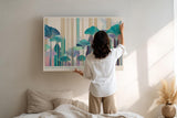Paul Sinus Wandbild 120x80cm abstrakter Wald modern bunt dekorative Blaetter Kunst Kunstdruck grosses Kunstbild stilvolle Wanddekoration fuer Wohnzimmer Büro