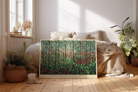 Paul Sinus Wandbild 120x80cm Abstrakter Wald Punktmalerei moderne Landschaft Kunst Wanddekoration Wohnzimmer Büro