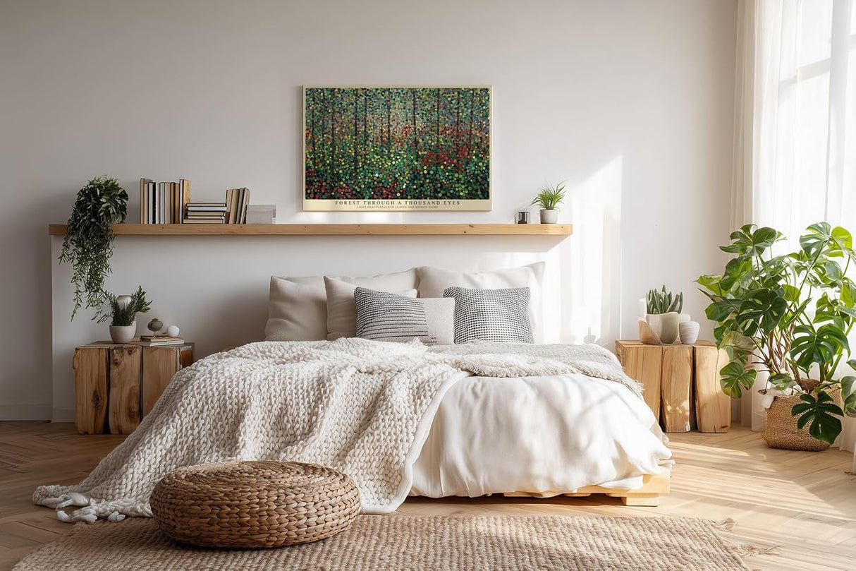 Paul Sinus Wandbild 120x80cm Abstrakter Wald Punktmalerei moderne Landschaft Kunst Wanddekoration Wohnzimmer Büro