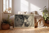 Paul Sinus Wandbild 120x80cm abstraktes Doppelportrait moderne Kunst schwarz weiss emotionales Gesicht Wanddekoration fuer Wohnzimmer Büro