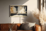 Paul Sinus Wandbild 120x80cm Abstraktes Fenster Licht und Schatten Moderne Kunst in Beige Schwarz und Gold fuer Wohnzimmer Schlafzimmer und Büro