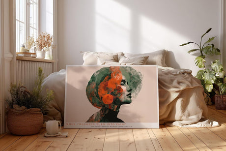 Paul Sinus Wandbild 120x80cm Abstraktes Frauenportraet mit roter Farbstruktur moderne Kunst