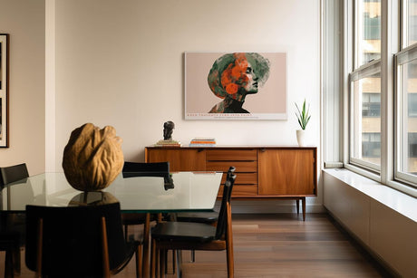 Paul Sinus Wandbild 120x80cm Abstraktes Frauenportraet mit roter Farbstruktur moderne Kunst