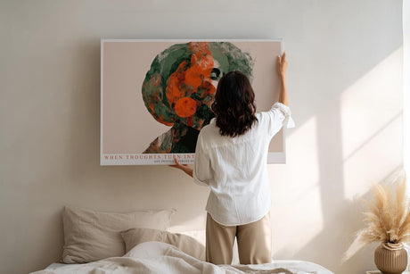 Paul Sinus Wandbild 120x80cm Abstraktes Frauenportraet mit roter Farbstruktur moderne Kunst