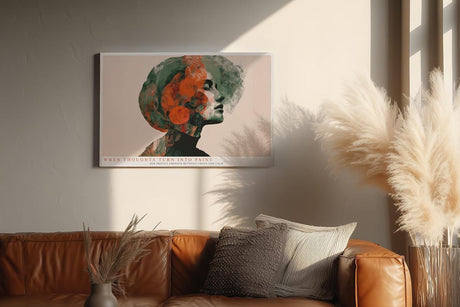 Paul Sinus Wandbild 120x80cm Abstraktes Frauenportraet mit roter Farbstruktur moderne Kunst