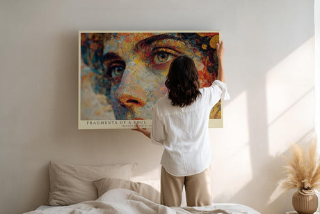 Paul Sinus Wandbild 120x80cm Abstraktes Frauenportrait Kunstmotiv Farbenreiche moderne Gesicht Illustration mit kuenstlerischer Struktur