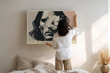 Paul Sinus Wandbild 120x80cm Abstraktes Frauenportrait mit Blume Moderne Collage Kunstmotiv Minimalistische Fotokunst in sanften Farben