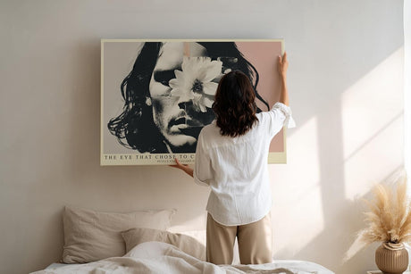 Paul Sinus Wandbild 120x80cm Abstraktes Frauenportrait mit Blume Moderne Collage Kunstmotiv Minimalistische Fotokunst in sanften Farben