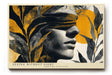 Paul Sinus Wandbild 120x80cm abstraktes Frauenportrait mit Pflanzen und Sonne moderne Kunst in Schwarz Gelb Beige Leinwand Wanddekoration fuer Wohnzimmer Büro