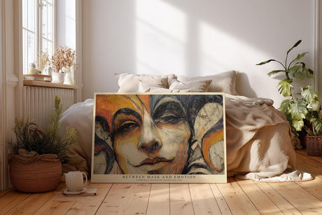 Paul Sinus Wandbild 120x80cm abstraktes Frauenportrait modern maskenstil Kunst Kunstdruck grosses Wandbild 120x80cm elegante Wanddekoration fuer Wohnzimmer Büro