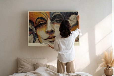 Paul Sinus Wandbild 120x80cm abstraktes Frauenportrait modern maskenstil Kunst Kunstdruck grosses Wandbild 120x80cm elegante Wanddekoration fuer Wohnzimmer Büro